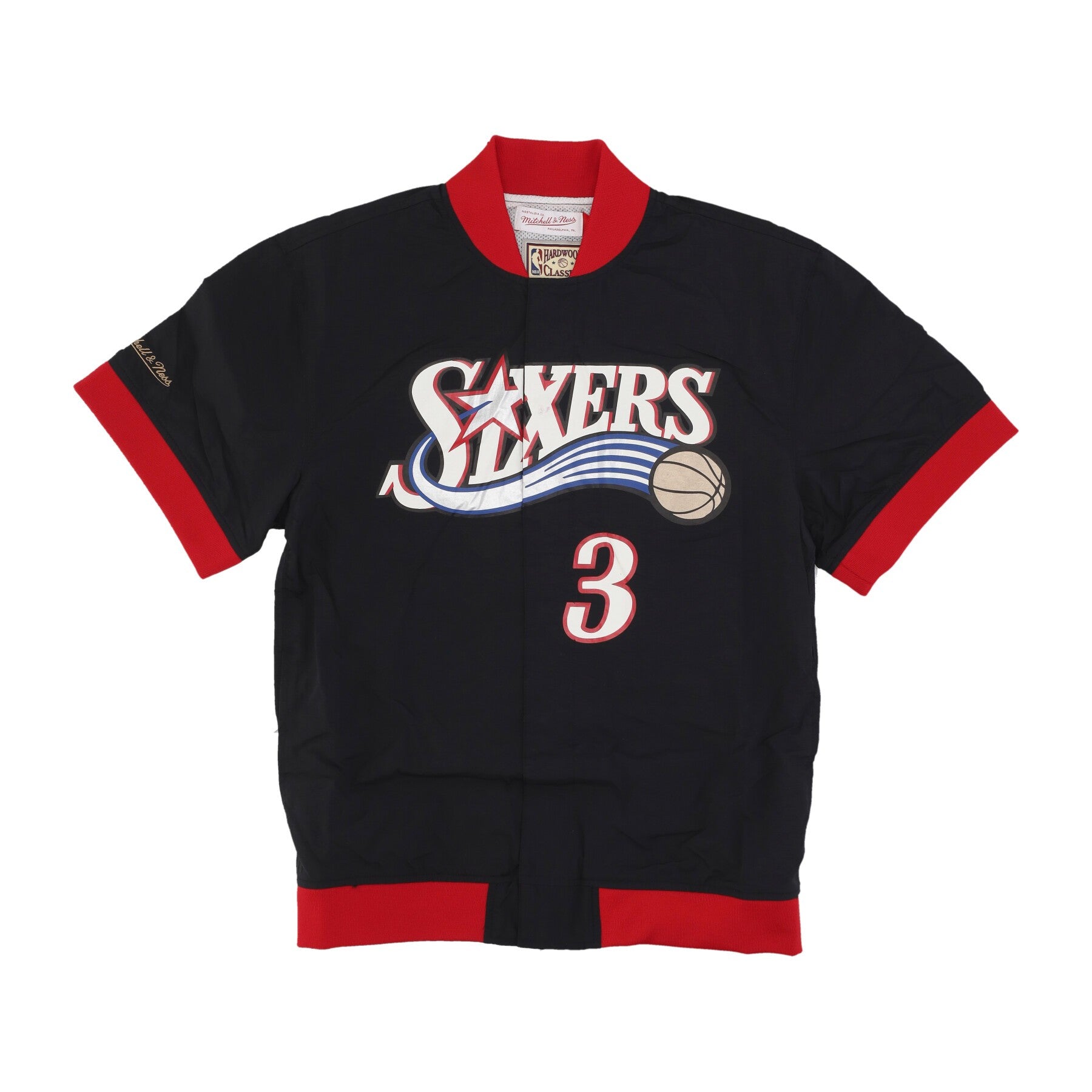 Mitchell & Ness, Giacchetta Uomo Nba Off Court Warm Up Jacket No 3 Allen Iverson Phi76e, Original Team Colors