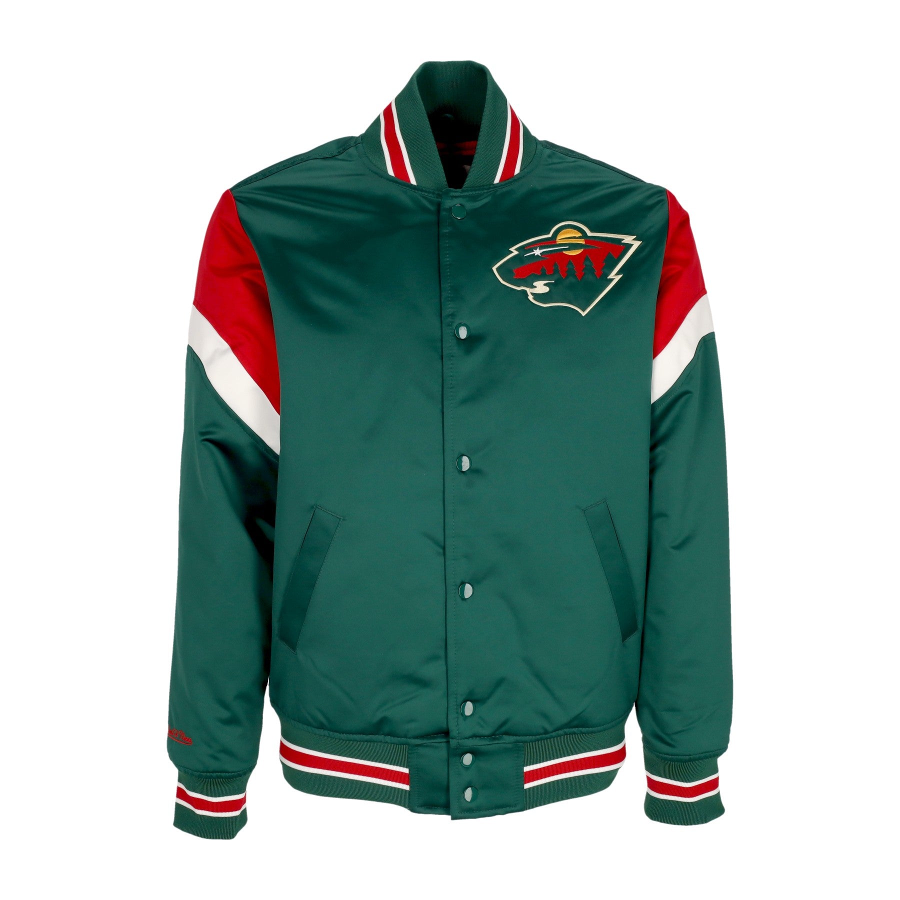 Mitchell & Ness, Giubbotto Bomber Uomo Nhl Heavyweight Satin Jacket Minwil, Original Team Colors