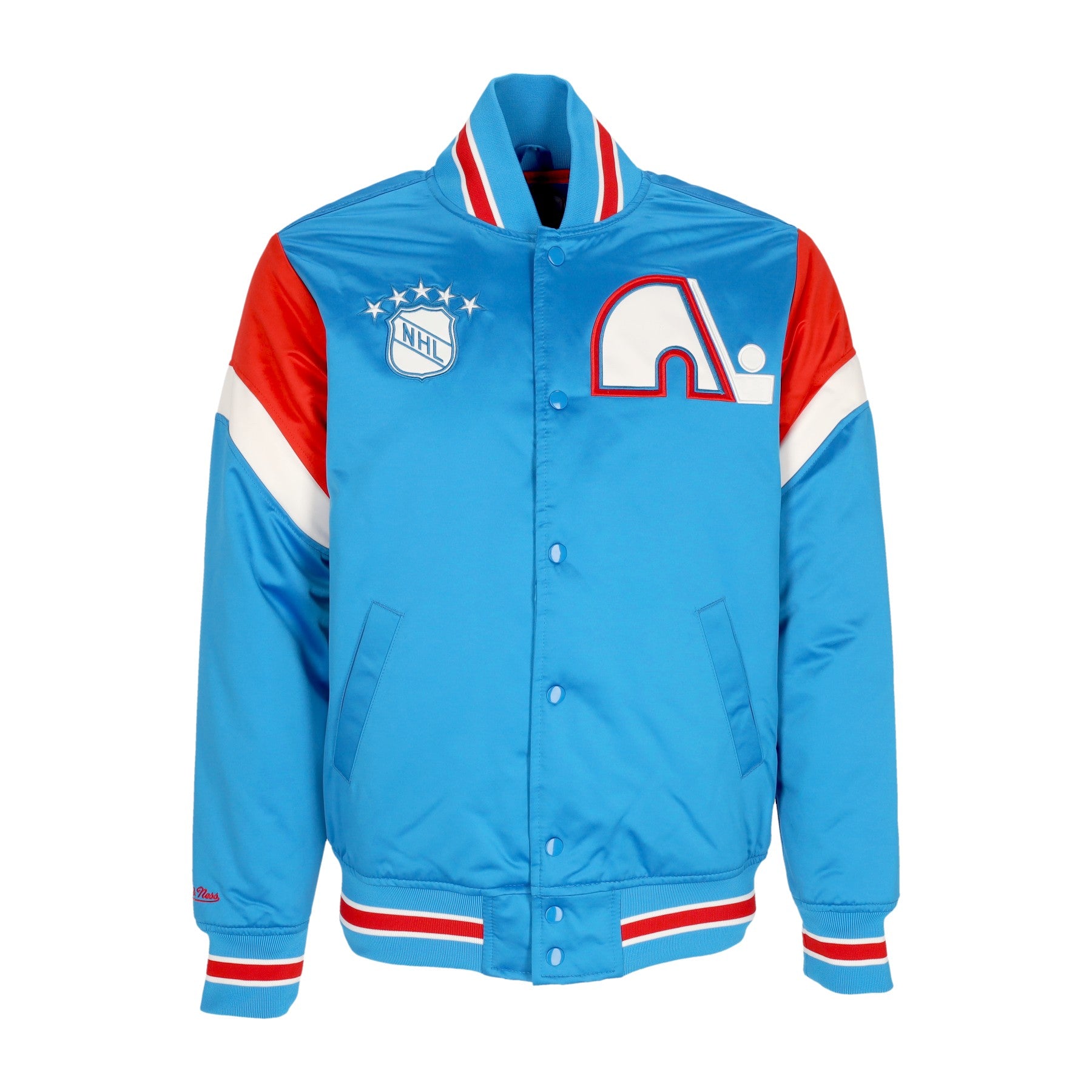 Mitchell & Ness, Giubbotto Bomber Uomo Nhl Heavyweight Satin Jacket Quenor, Original Team Colors