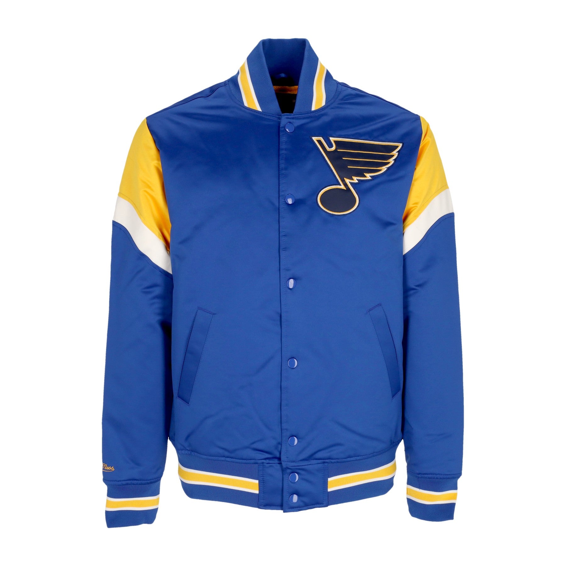 Mitchell & Ness, Giubbotto Bomber Uomo Nhl Heavyweight Satin Jacket Stlblu, Original Team Colors