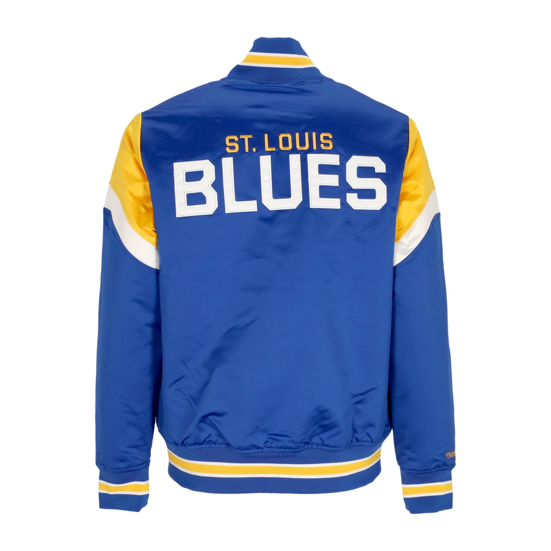 Mitchell & Ness, Giubbotto Bomber Uomo Nhl Heavyweight Satin Jacket Stlblu, 