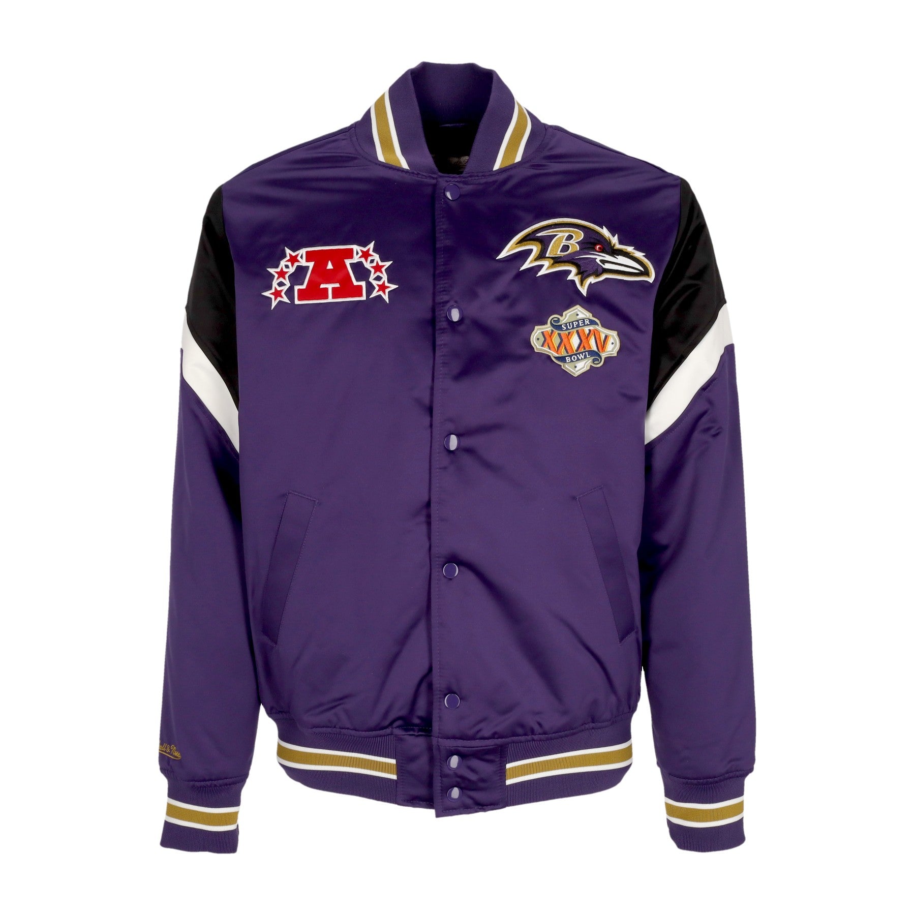 Mitchell & Ness, Giubbotto Bomber Uomo Nfl Heavyweight Satin Jacket Balrav, Original Team Colors