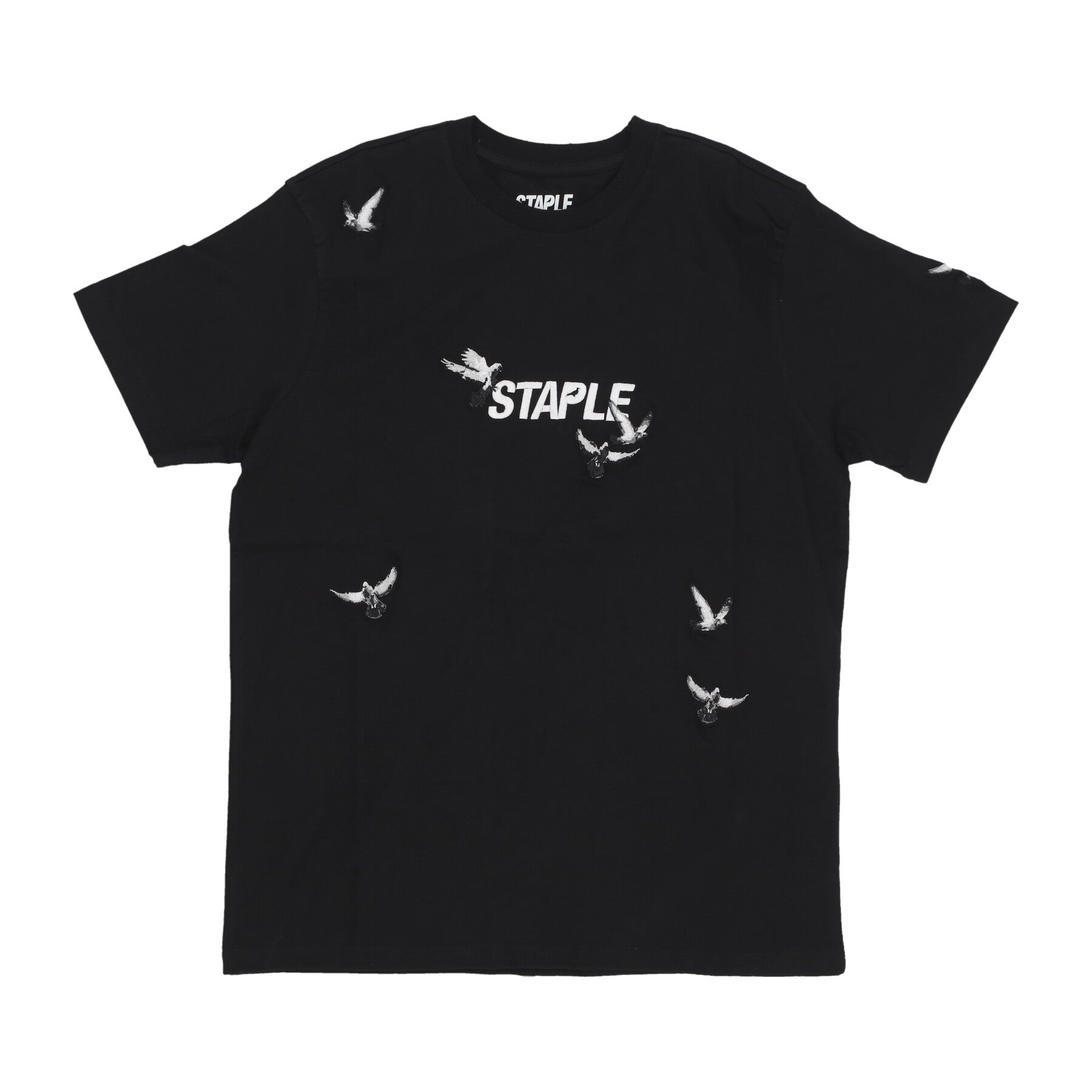 Staple, Maglietta Uomo Flock Logo Tee, Black