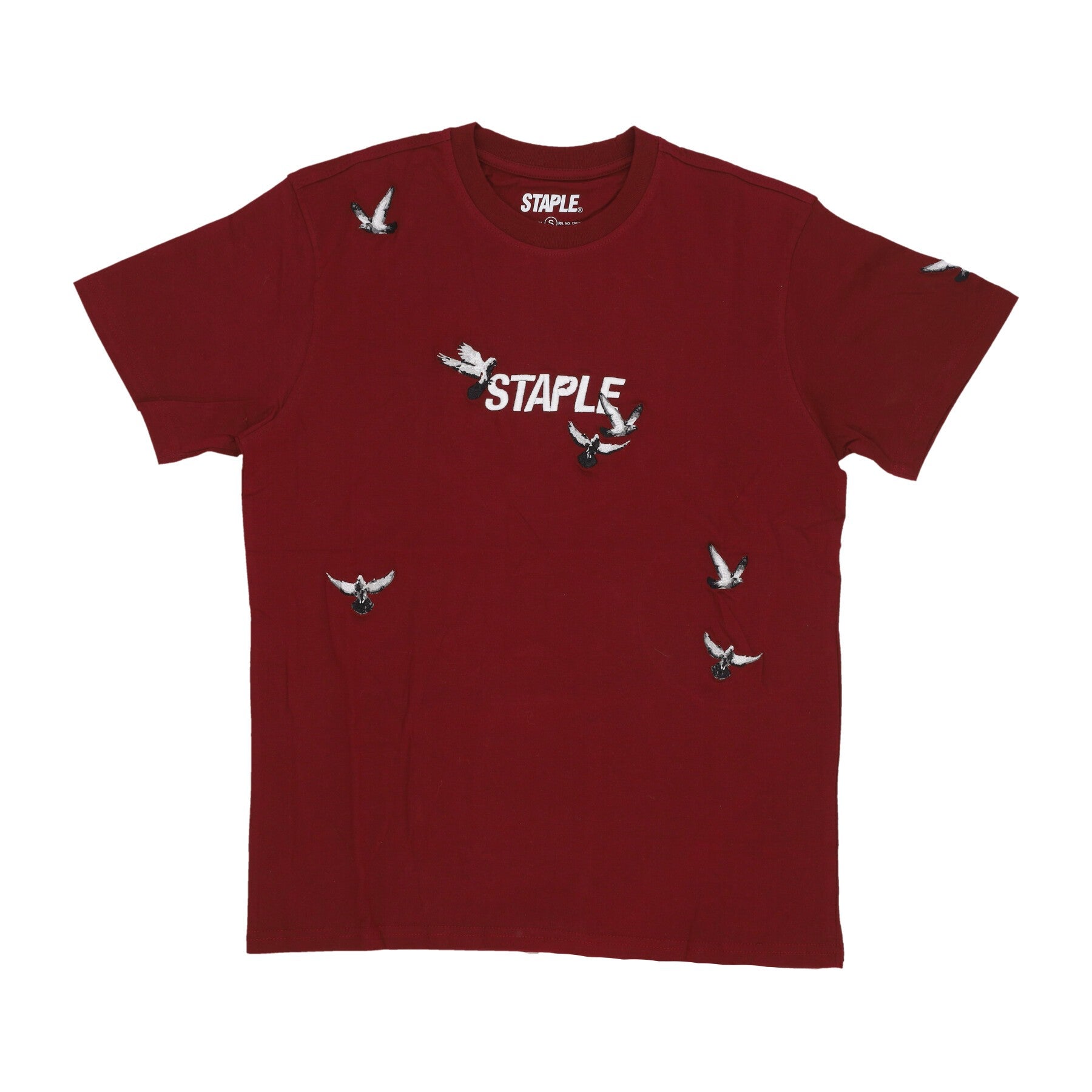 Staple, Maglietta Uomo Flock Logo Tee, Burgundy