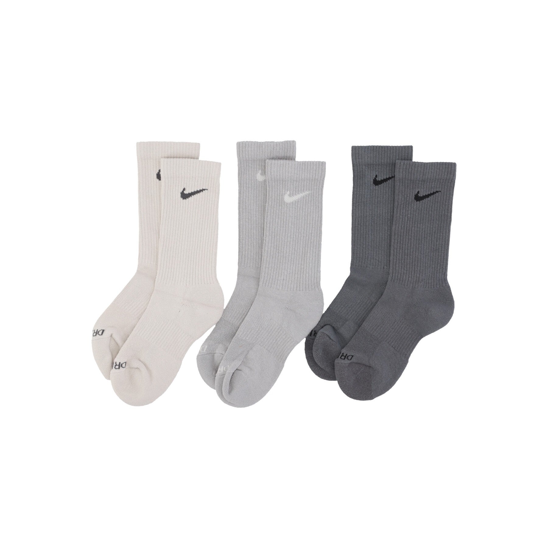 Nike, Calza Media Uomo Everyday Plus  Cushioned Training Crew Socks ( 3 Pack ), Dark Grey/grey/sand