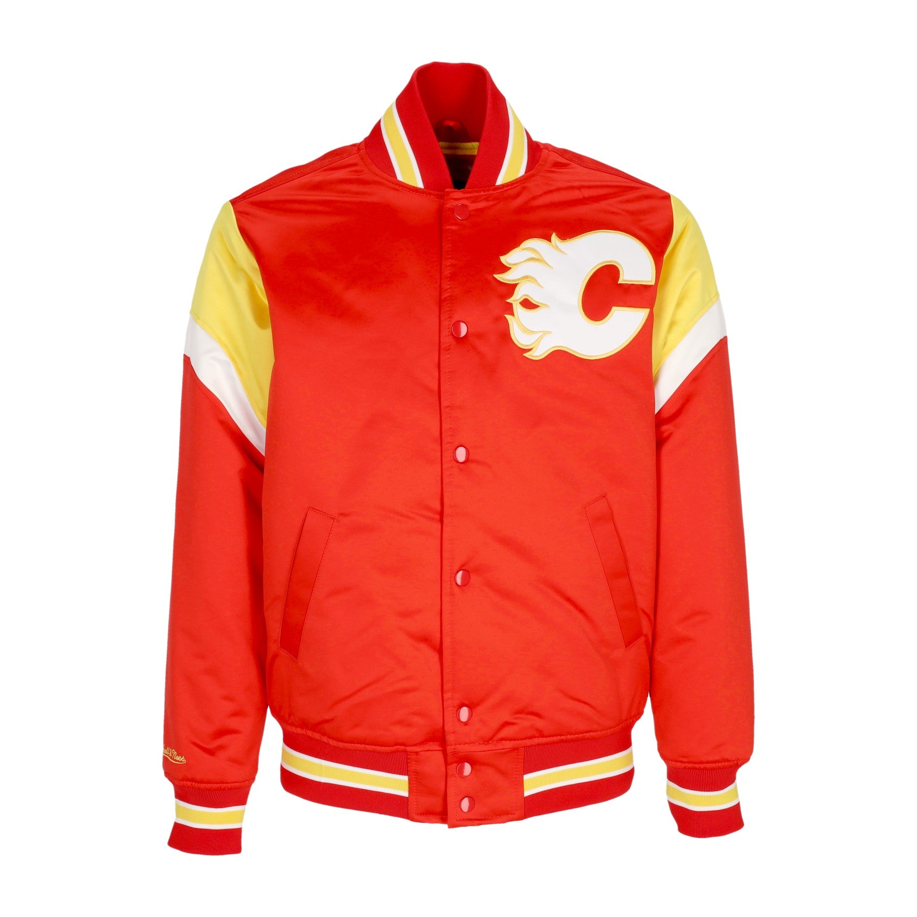 Mitchell & Ness, Giubbotto Bomber Uomo Nhl Heavyweight Satin Jacket Calfla, Original Team Colors