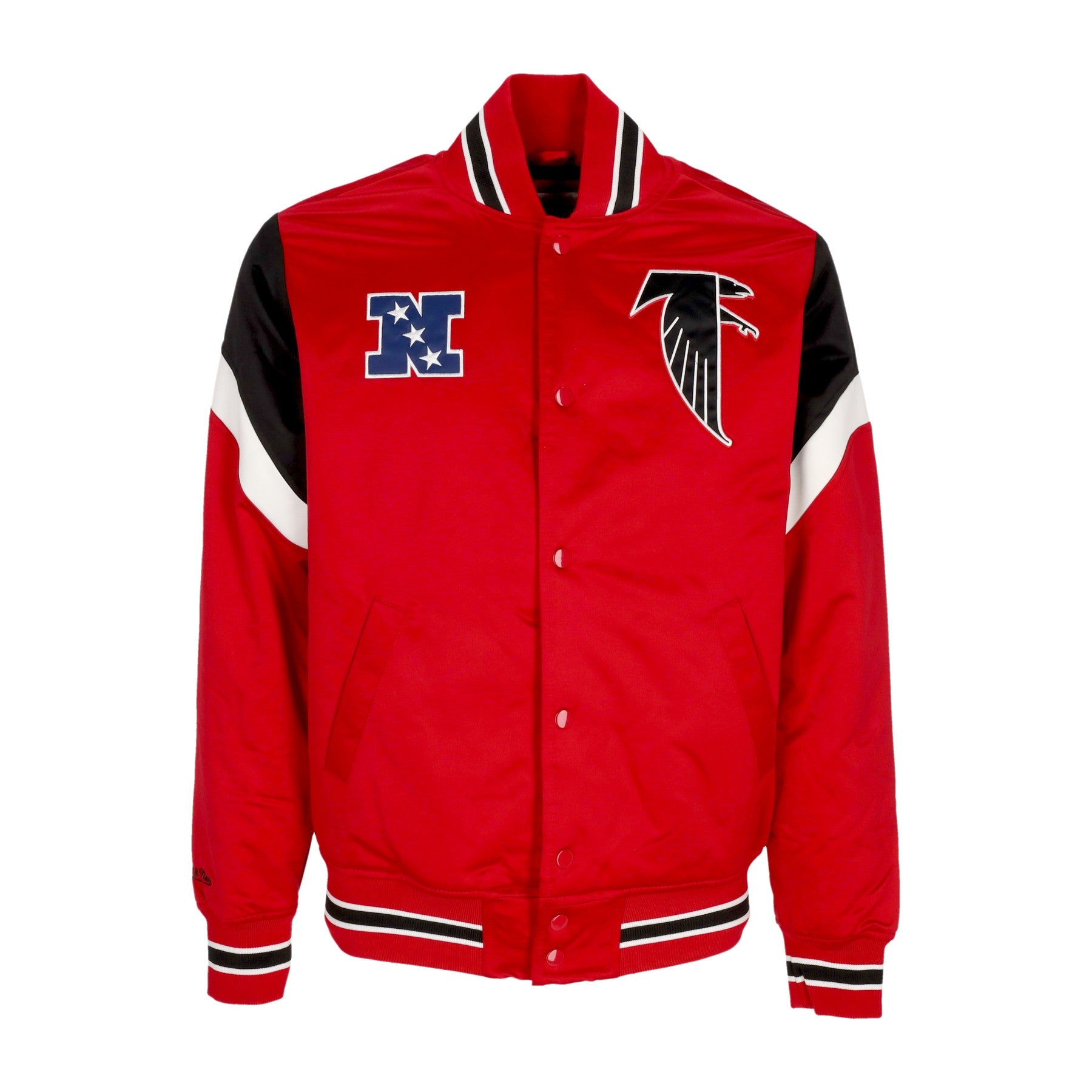 Mitchell & Ness, Giubbotto Bomber Uomo Nfl Heavyweight Satin Jacket Atlfal, Original Team Colors