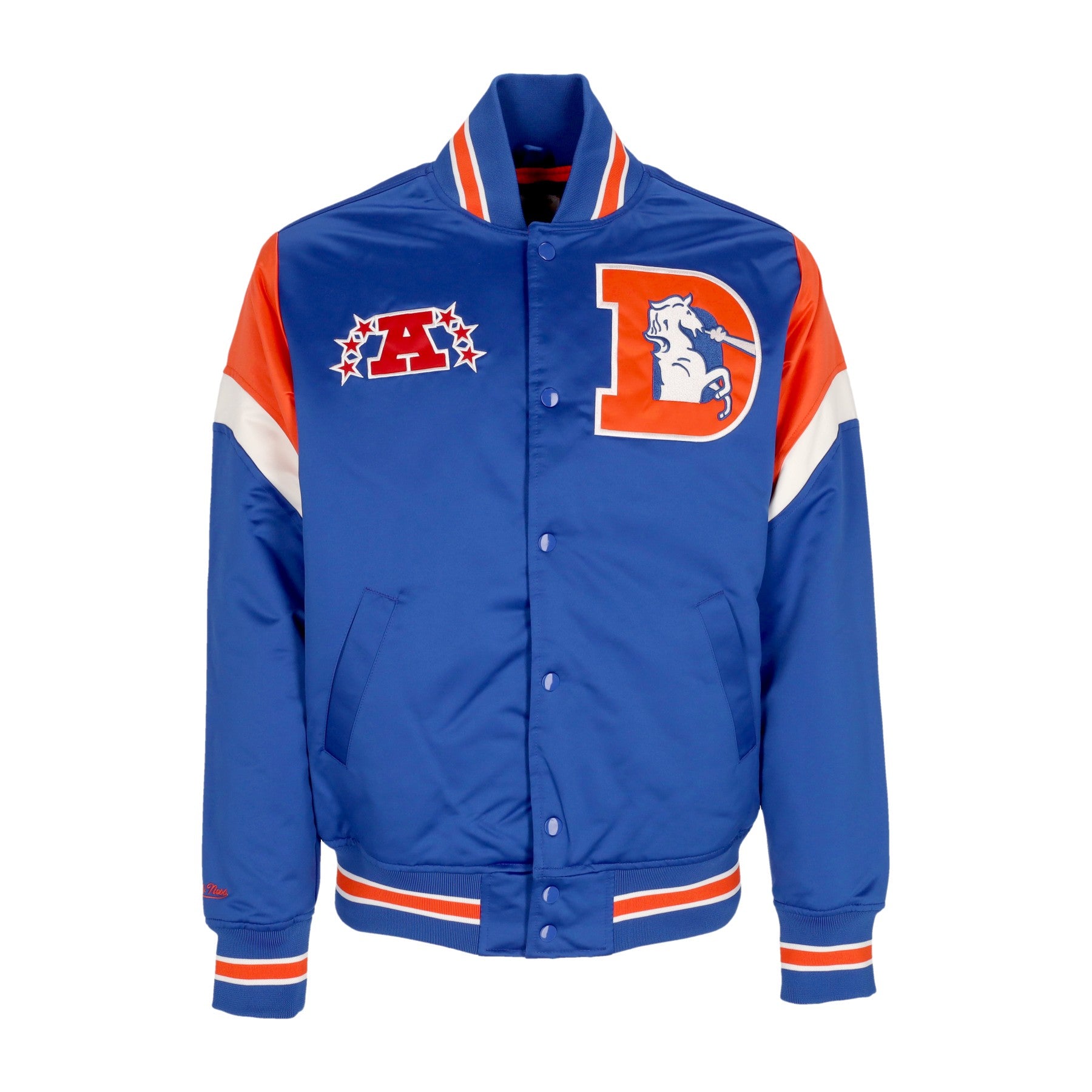 Mitchell & Ness, Giubbotto Bomber Uomo Nfl Heavyweight Satin Jacket Denbro, Original Team Colors