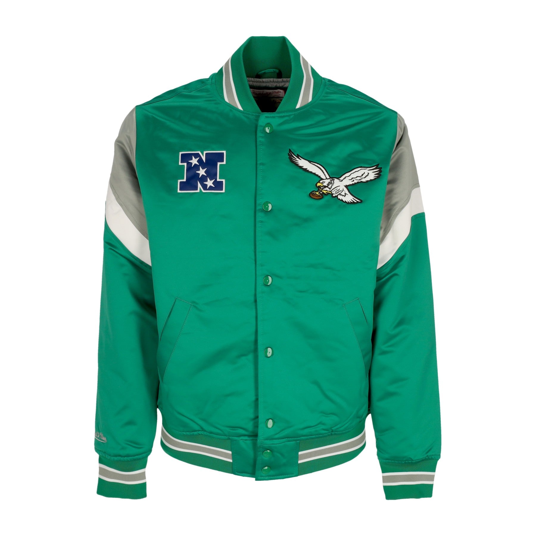 Mitchell & Ness, Giubbotto Bomber Uomo Nfl Heavyweight Satin Jacket Phieag, Original Team Colors