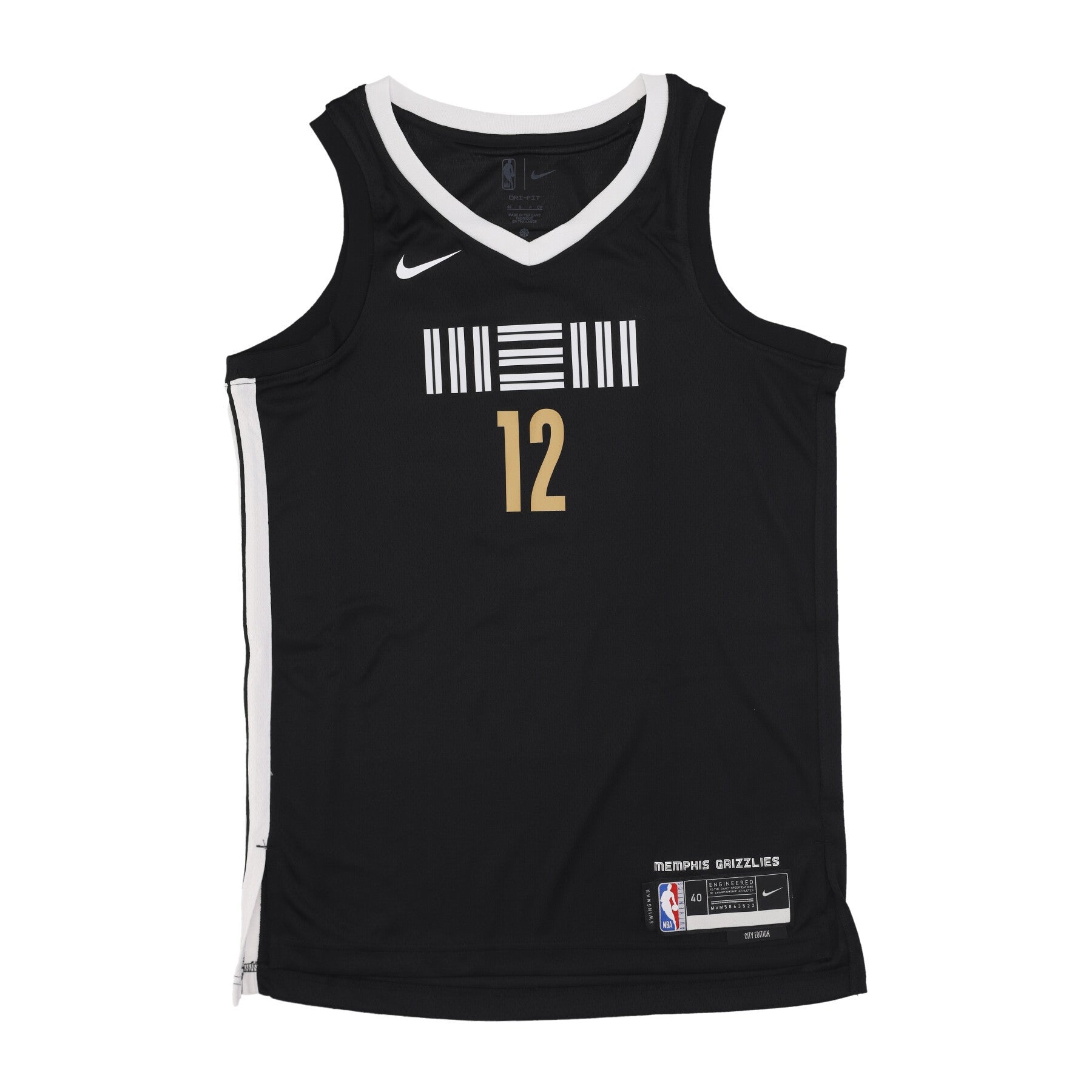 Nike Nba, Canotta Basket Uomo Nba City Edition 2023/24 Swingman Jersey No 12 Ja Morant Memgri, Black