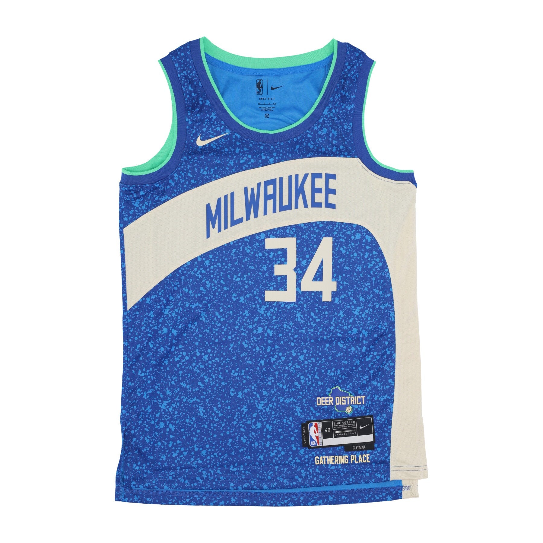 Nike Nba, Canotta Basket Uomo Nba City Edition 2023/24 Swingman Jersey 34 Giannis Antetokounmpo Milbuc, Photo Blue