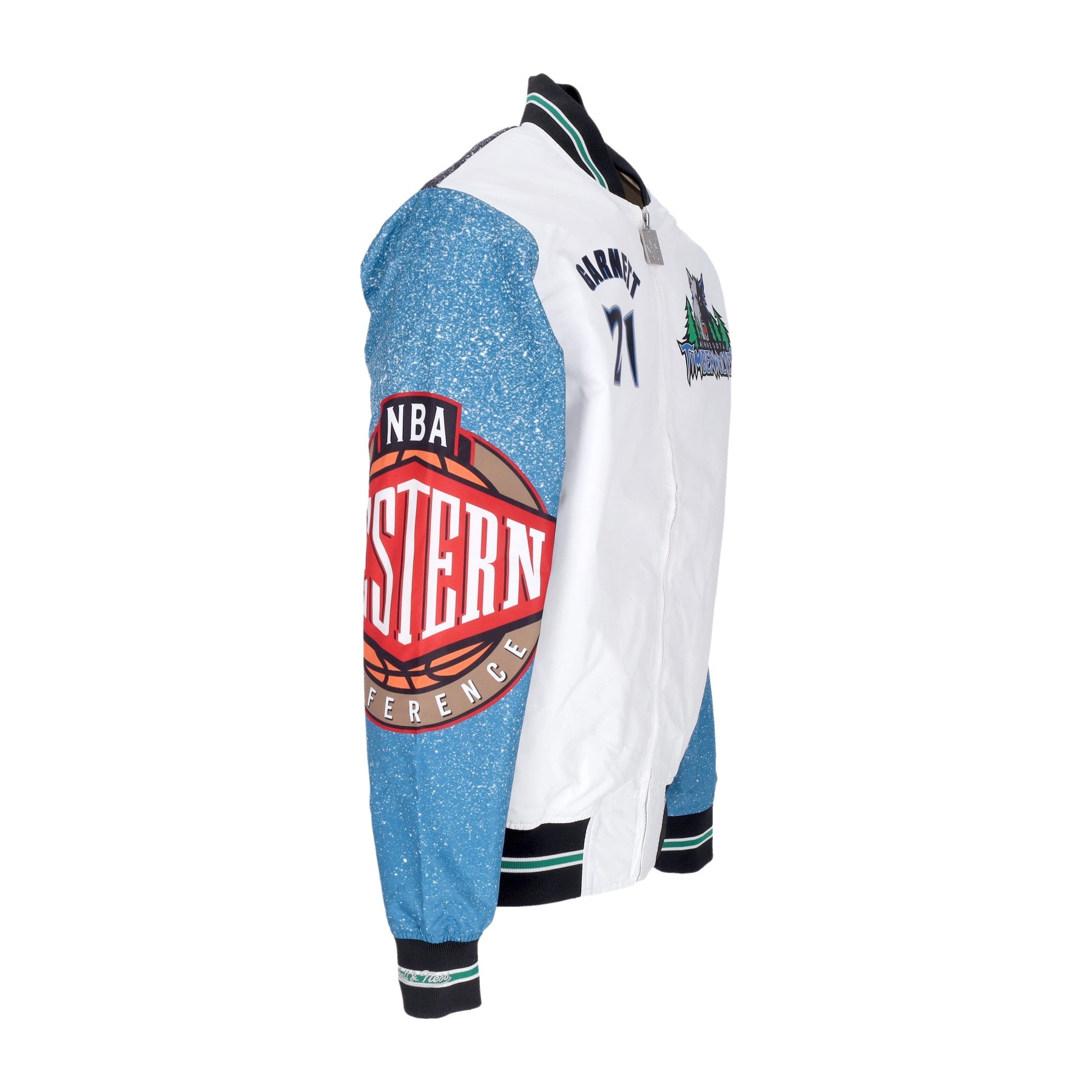 Mitchell & Ness, Giubbotto Bomber Uomo Nba Burst Warm Up Jacket No 21 Kevin Garnett Mintim, 