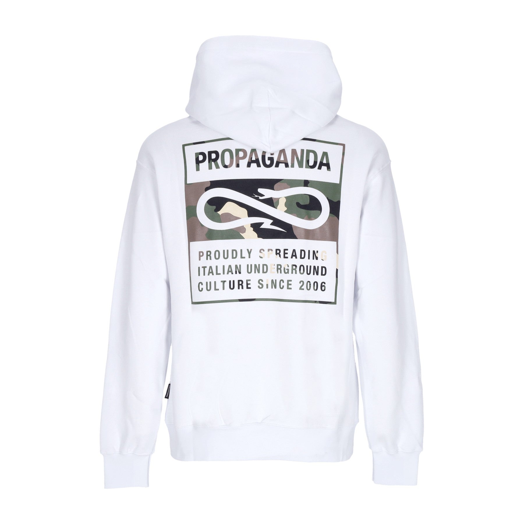 Propaganda, Felpa Cappuccio Uomo Logo Label Hoodie, White