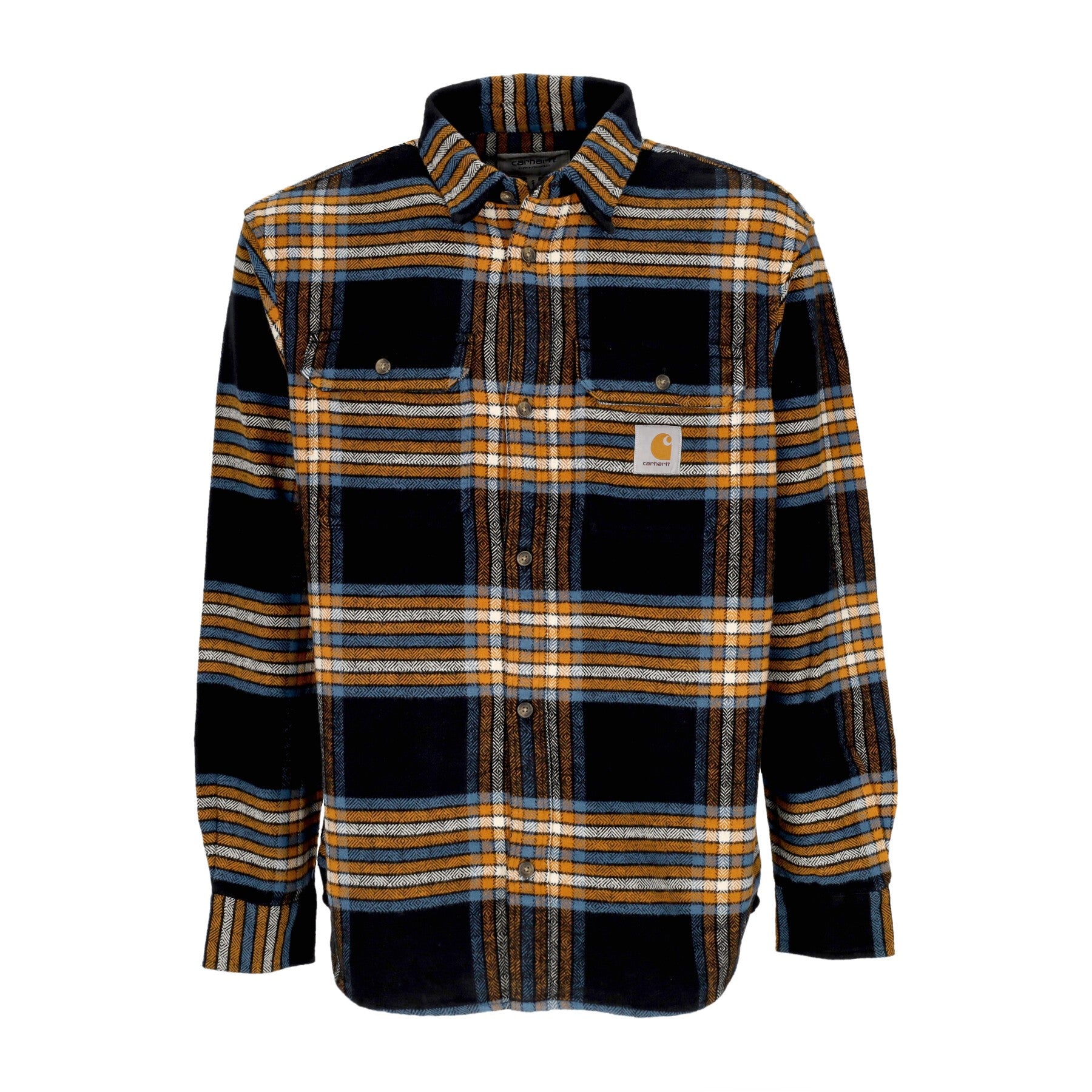 Carhartt Wip, Camicia Manica Lunga Uomo L/s Hawkins Shirt, Black/prussia