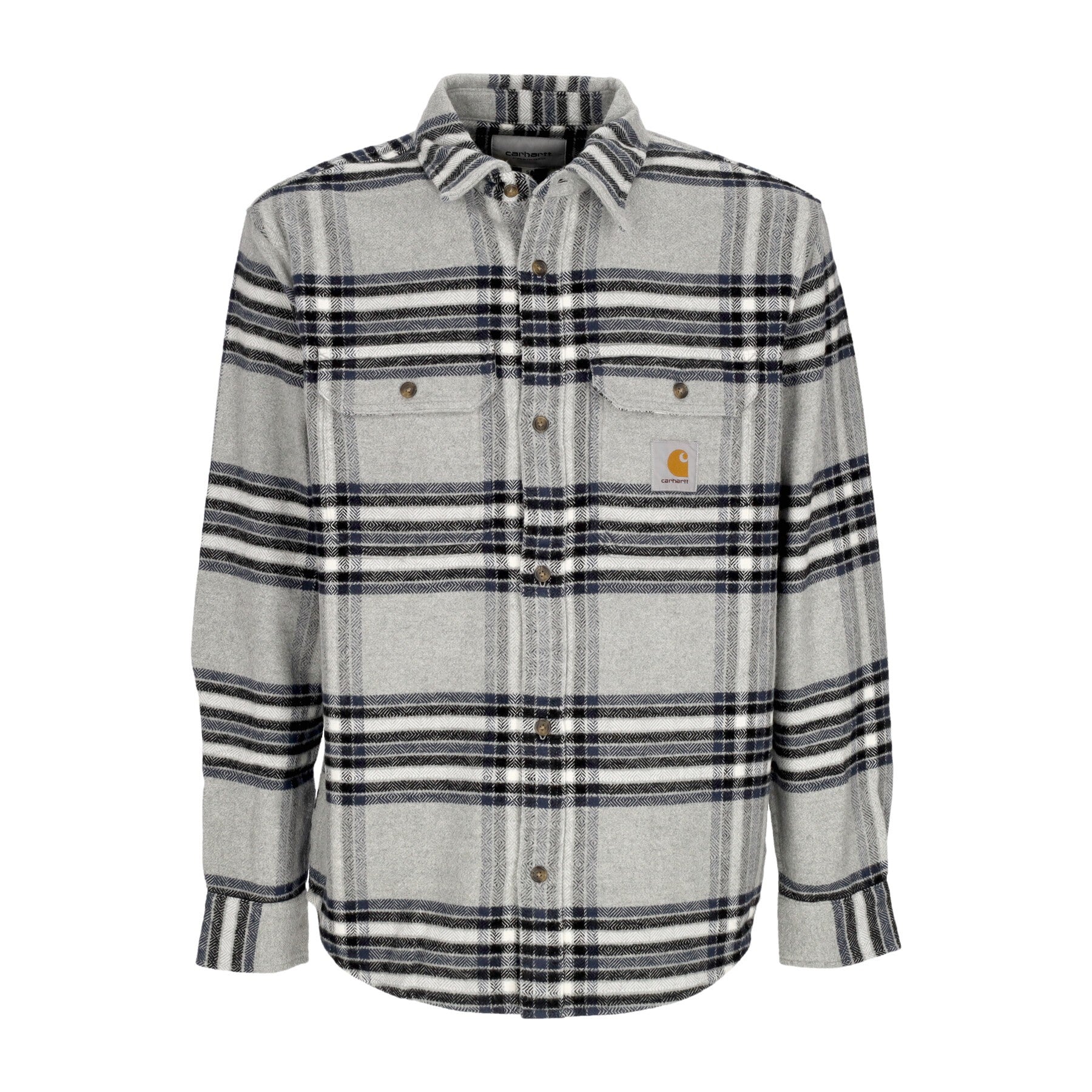 Carhartt Wip, Camicia Manica Lunga Uomo L/s Hawkins Shirt, Grey Heather