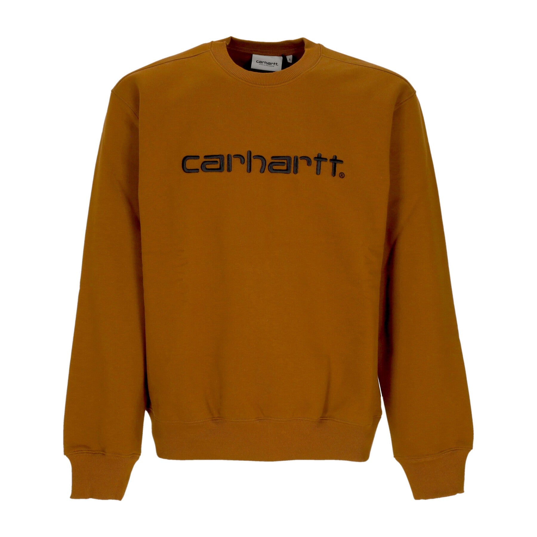 Carhartt Wip, Felpa Girocollo Uomo Logo Crewneck, Deep H Brown/black