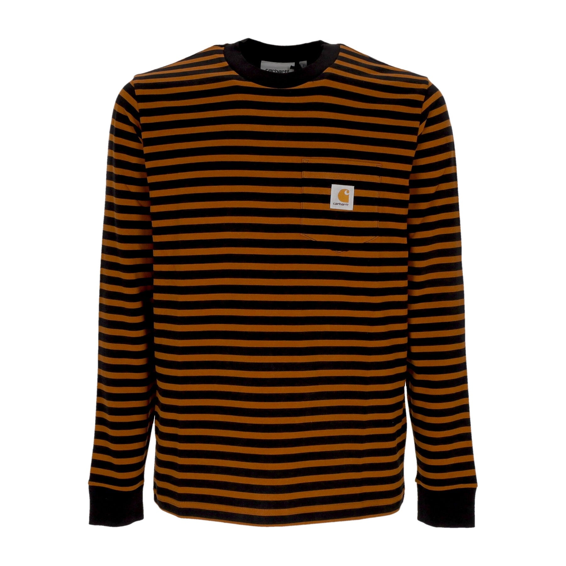 Carhartt Wip, Maglietta Manica Lunga Uomo L/s Seidler Pocket Tee, Seidler Stripe/deep H Brown/black