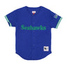 Mitchell & Ness, Casacca Bottoni Uomo Nfl On The Clock Mesh Button Front Seasea, Blue