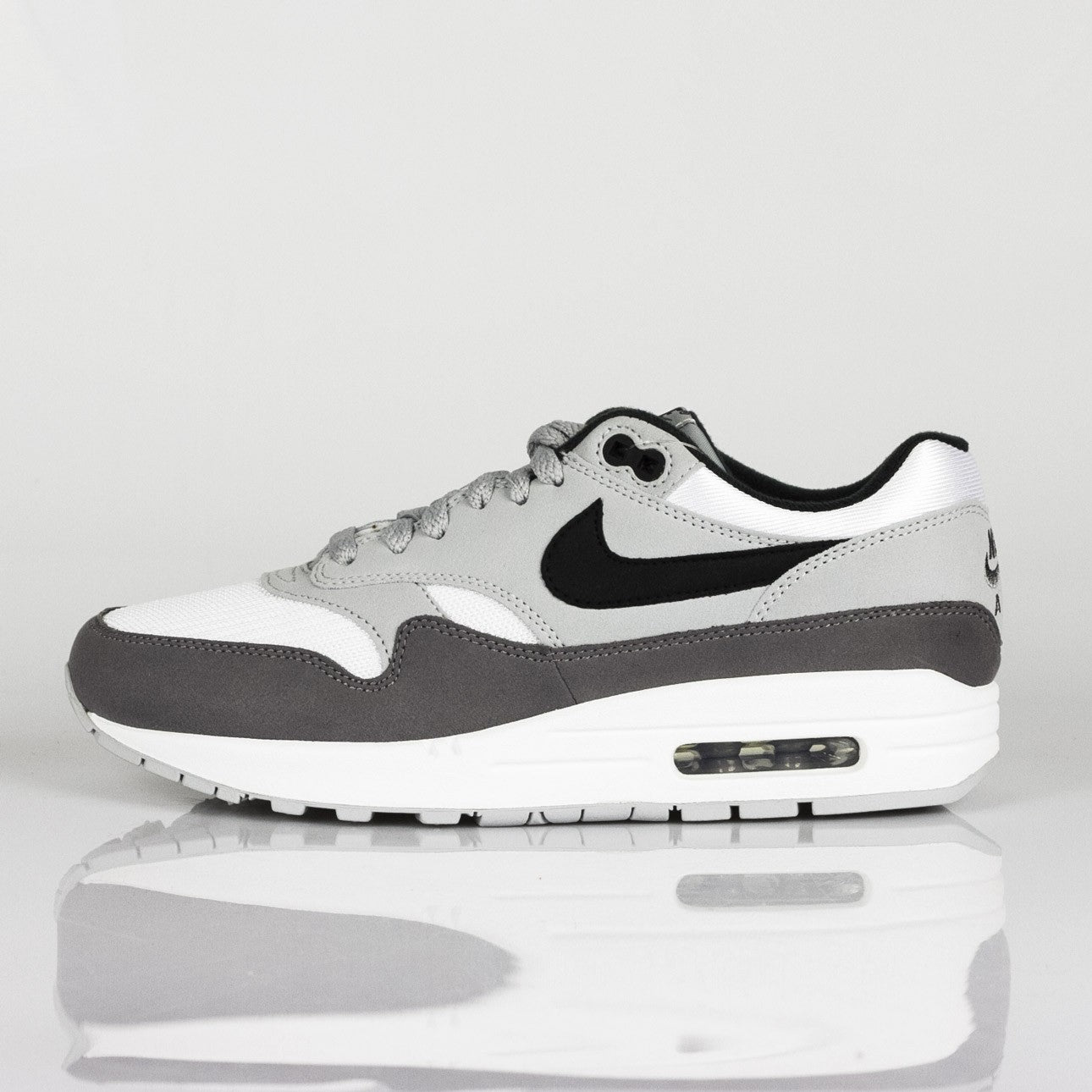 Air Max 1 Herren-Halbschuh Weiß/Schwarz/Wolfsgrau/Gunsmoke