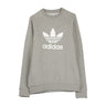 Adidas, Felpa Girocollo Uomo Trefoil Crew, Medium Grey Heather/white