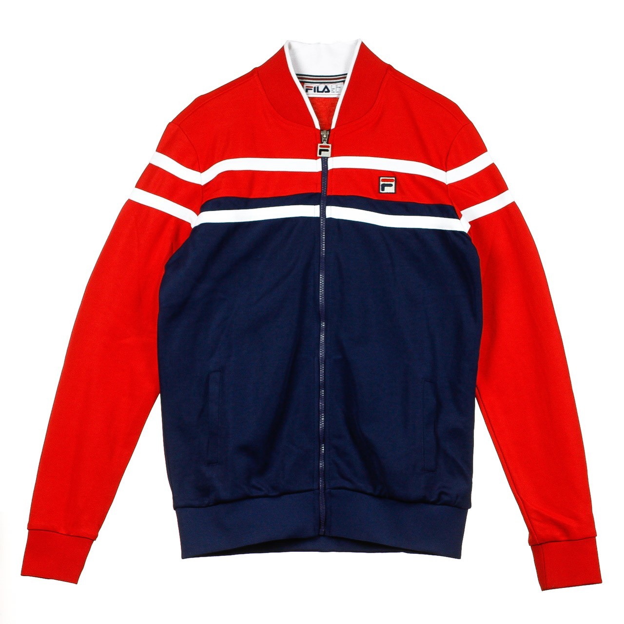 Fila, Giacca Tuta Uomo Naso Colour, Peacoat/high Risk Red/bright White