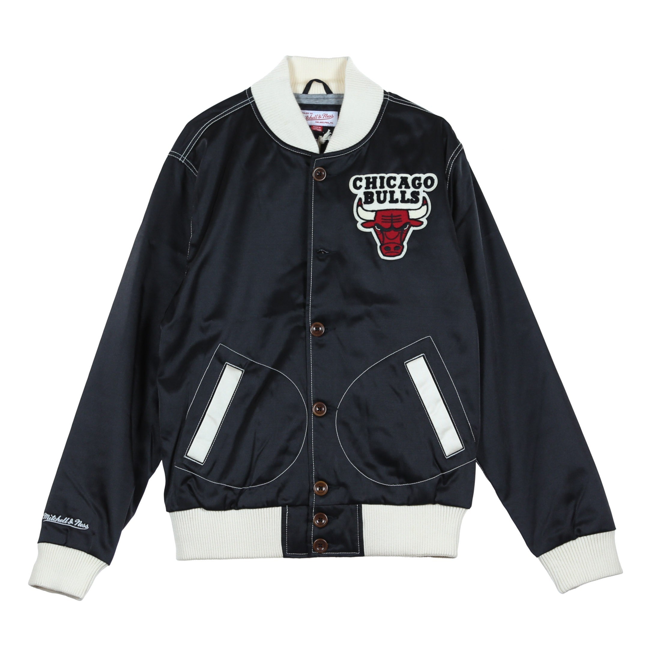 Mitchell & Ness, Giubbotto Uomo Hometown Champs Satin Jacket Chibul, Black