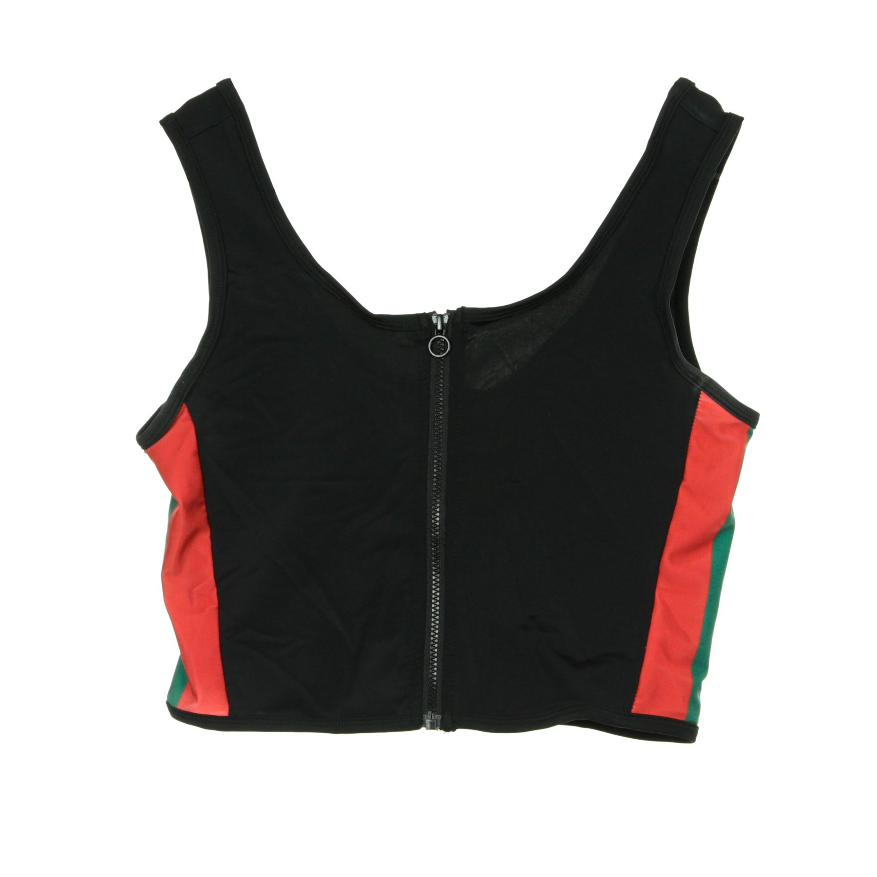 Top Donna Side Stripe Cropped Zip Top Black/fire Red/green