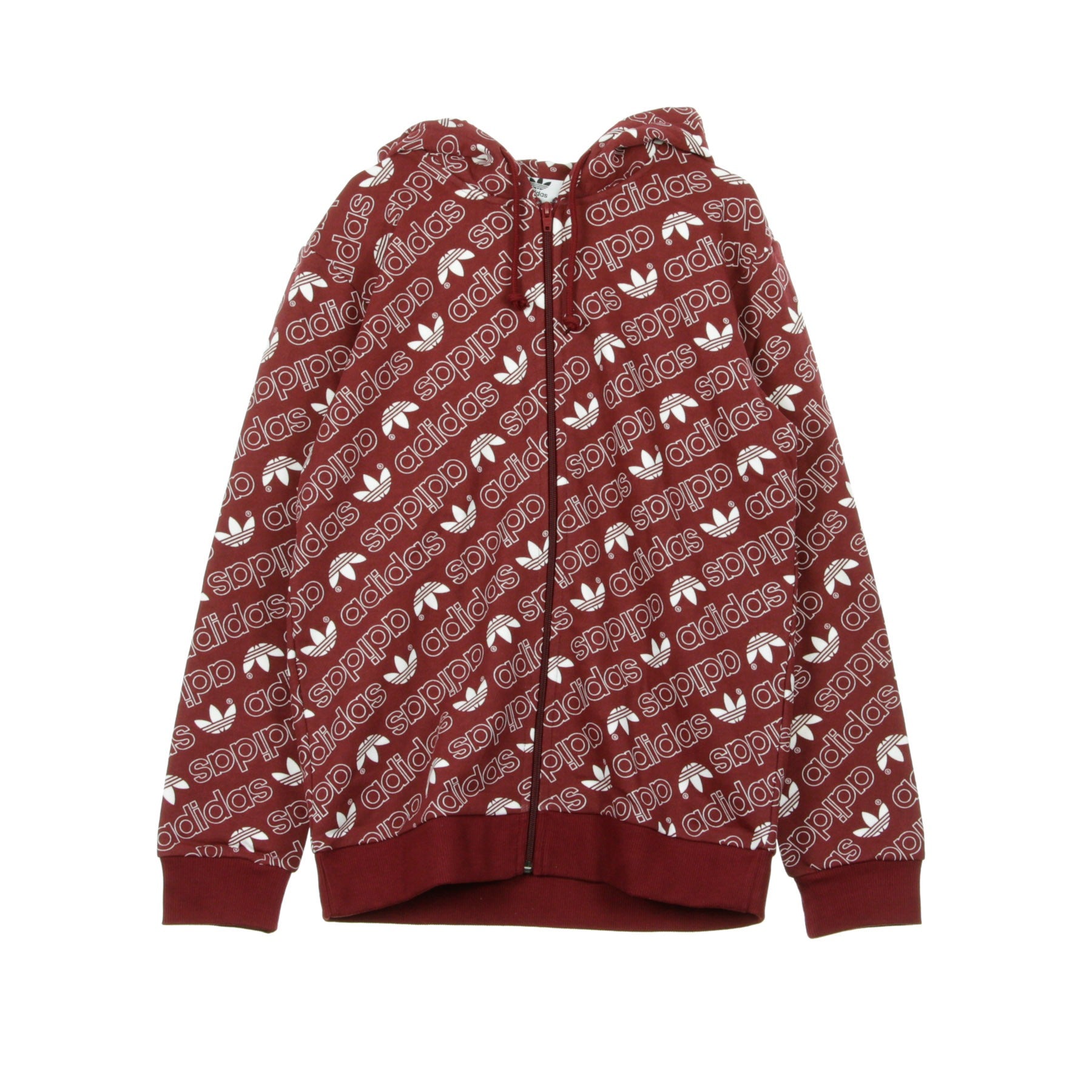 Adidas, Felpa Cappuccio Zip Uomo Monogram Fz, Collegiate Burgundy