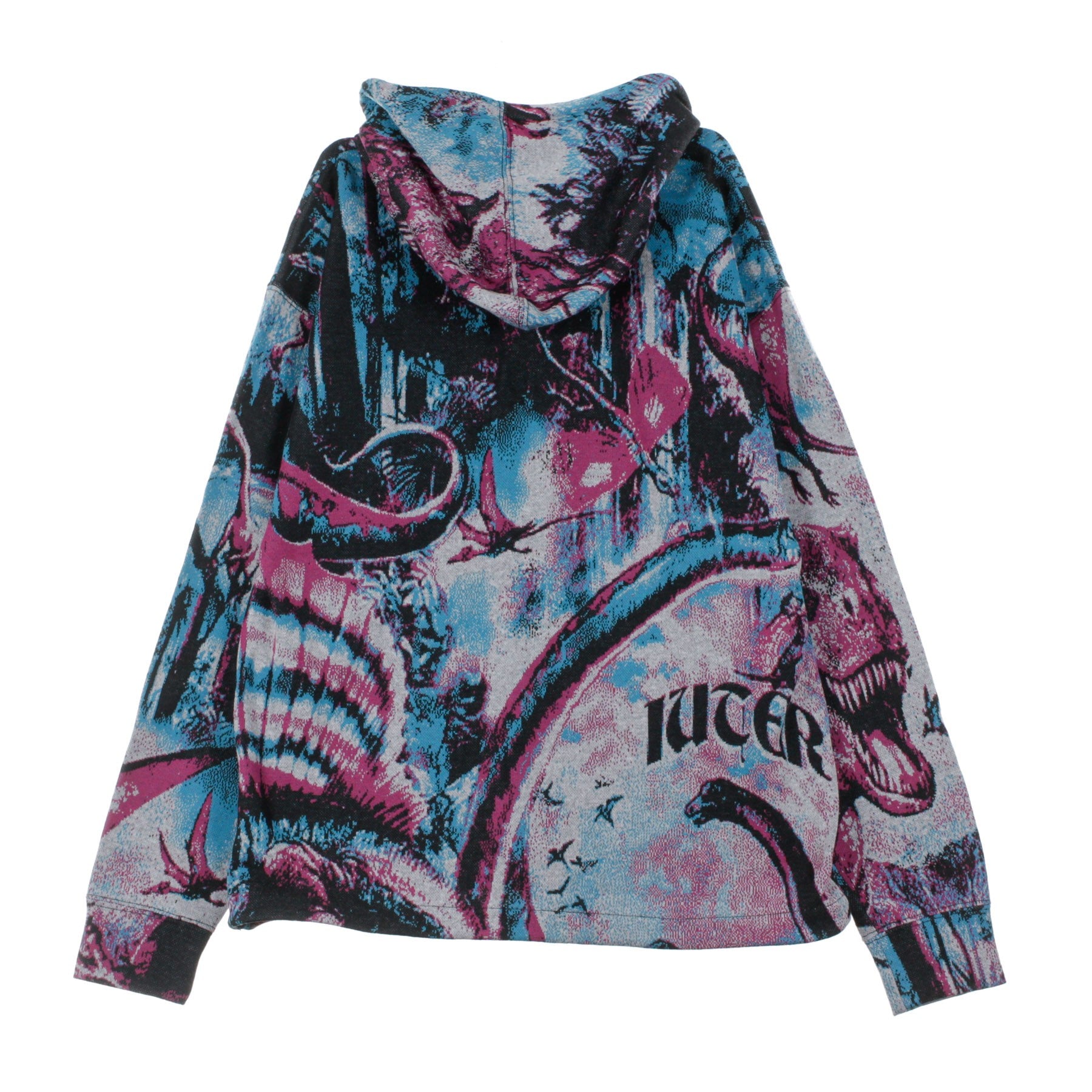 Dinodream Herren-Kapuzenpullover mit Reißverschluss, Fuchsia