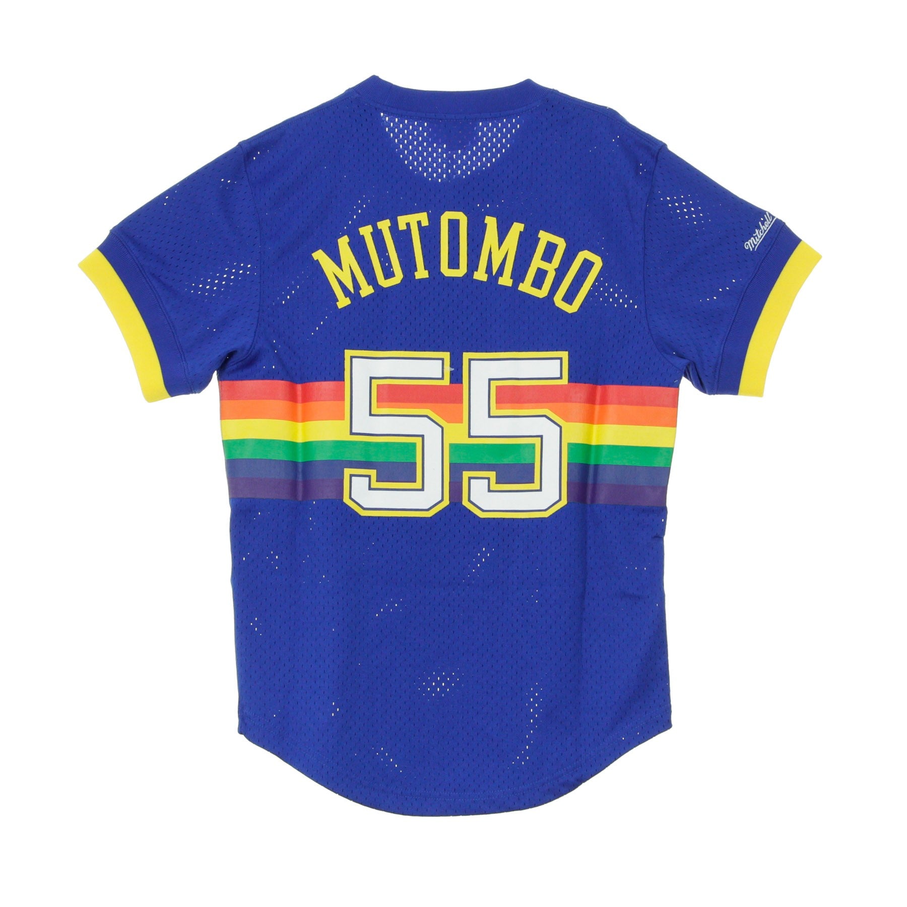 Mitchell & Ness, Casacca Girocollo Uomo Name & Number Mesh Crewneck Dickembe Mutombo No.55 Dennug, 