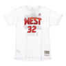 Mitchell & Ness, Maglietta Uomo Nba Name & Number Tee No.32 Shaquille O'neal All Star West 2009, White/original Team Colors