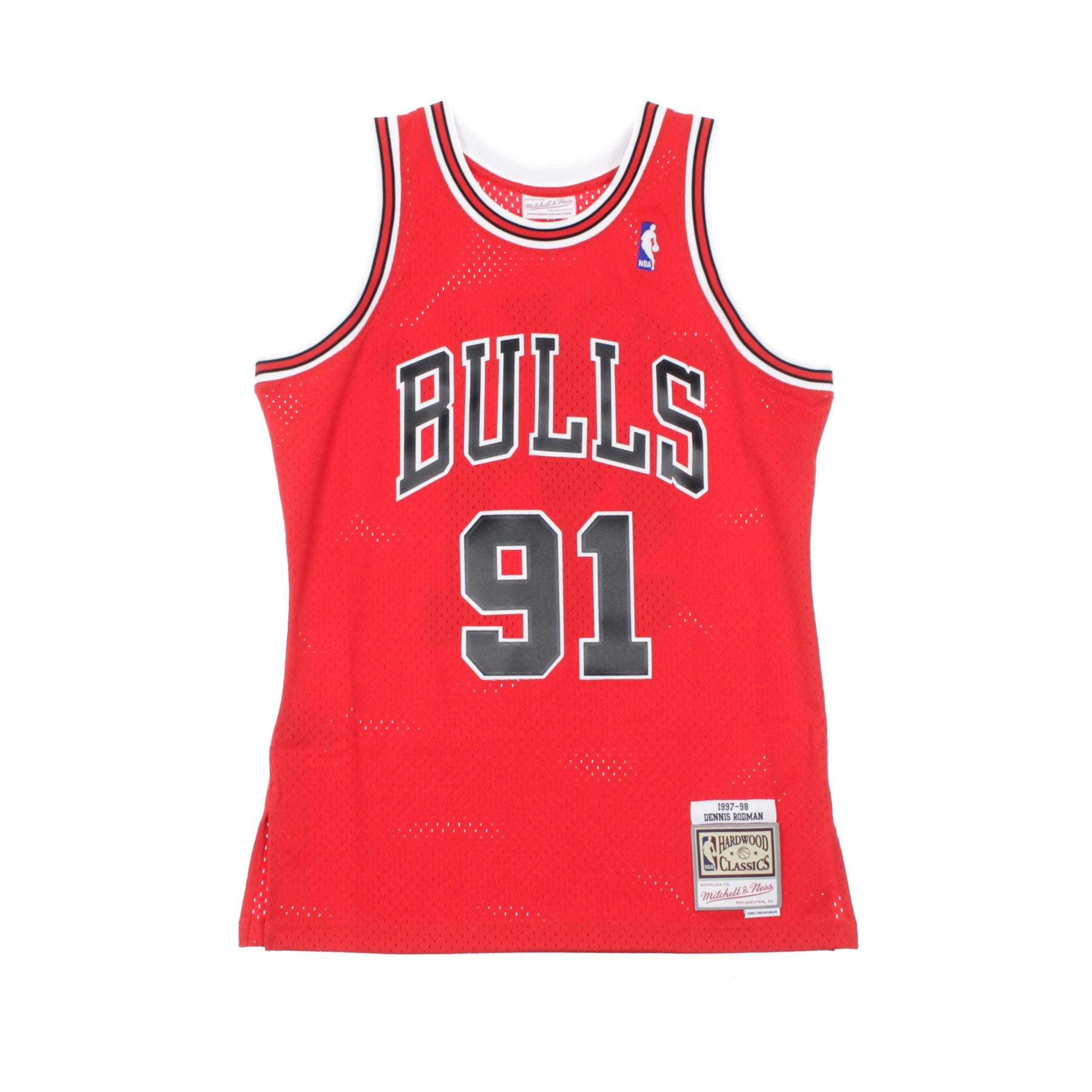 Mitchell & Ness, Canotta Basket Uomo Nba Swingman Jersey Hardwood Classics No 91 Dennis Rodman 1997-98 Chibul Road, Original Team Colors