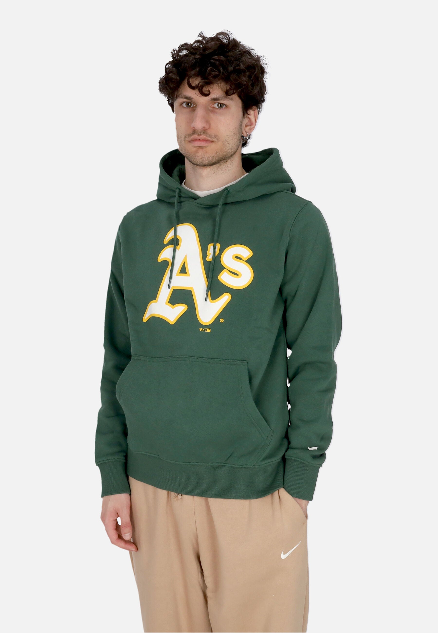 Felpa Cappuccio Uomo Mlb Primary Logo Graphic Hoodie Oakath Dark Green 311M-0565-FZ-6GZ