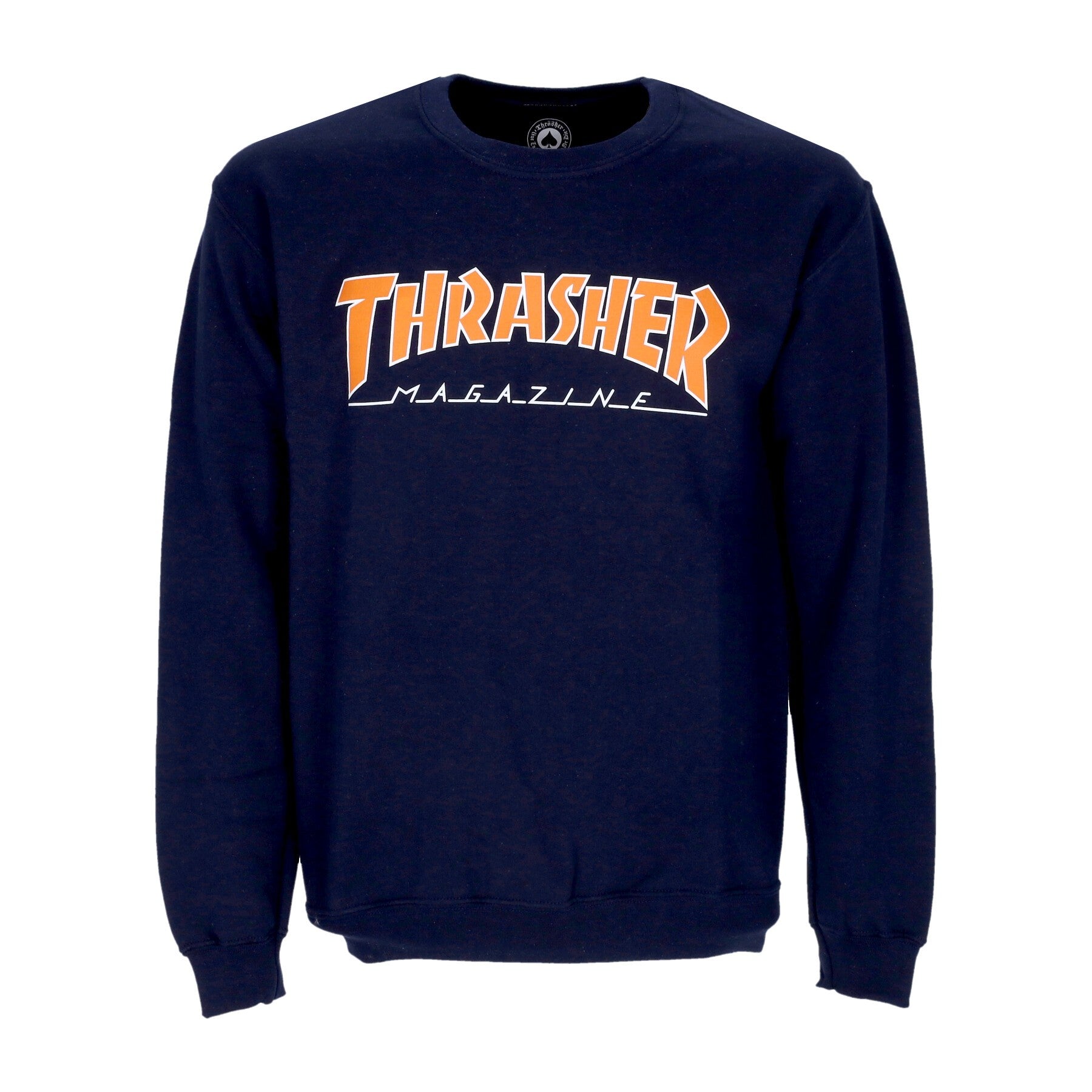 Felpa Girocollo Uomo Outlined Crewneck Navy Orange E31THROUT