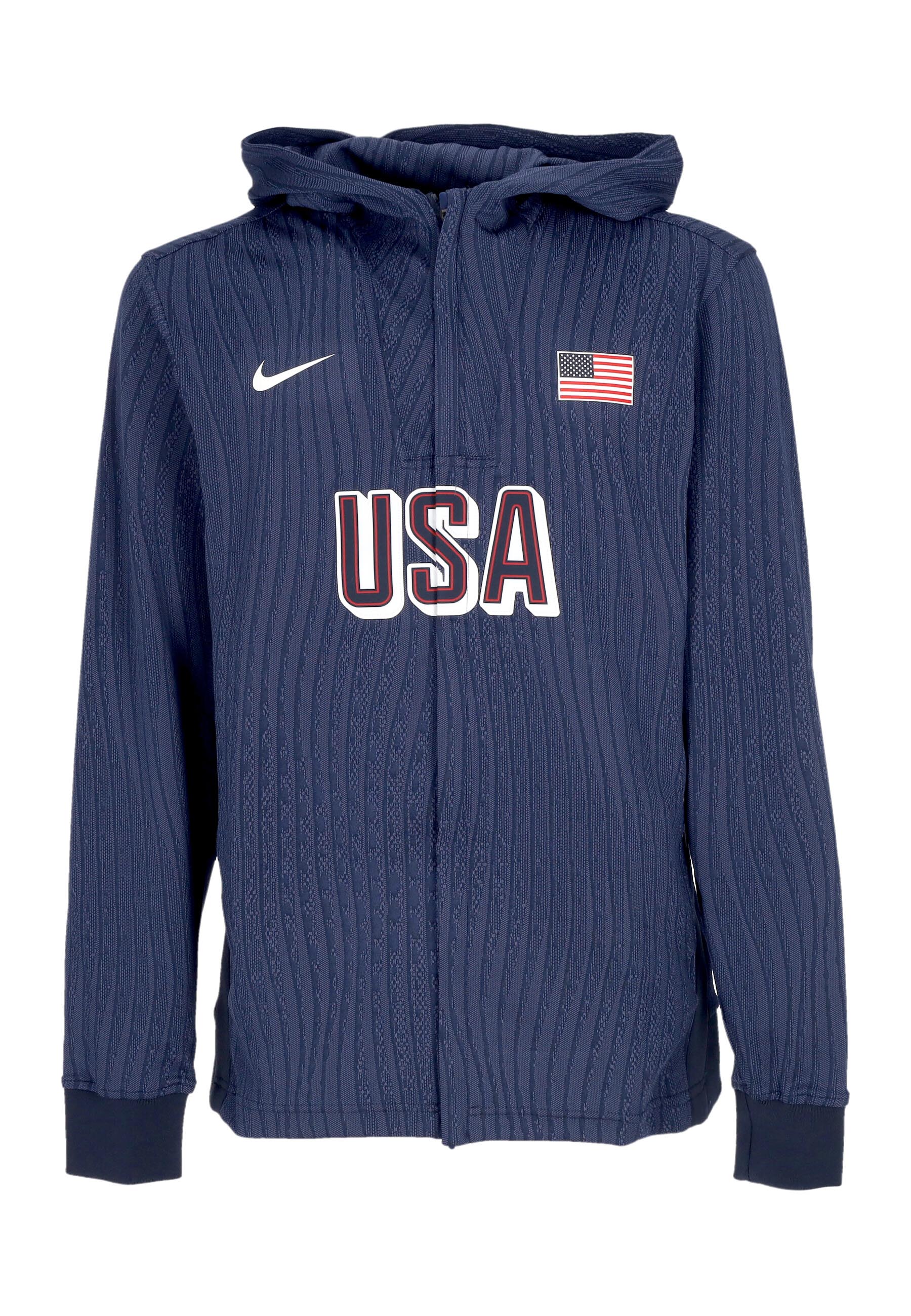 Felpa Leggera Cappuccio Zip Uomo Dri-fit Adv Basketball Game Jacket Team Usa Obsidian/obsidian/white FQ0306-451