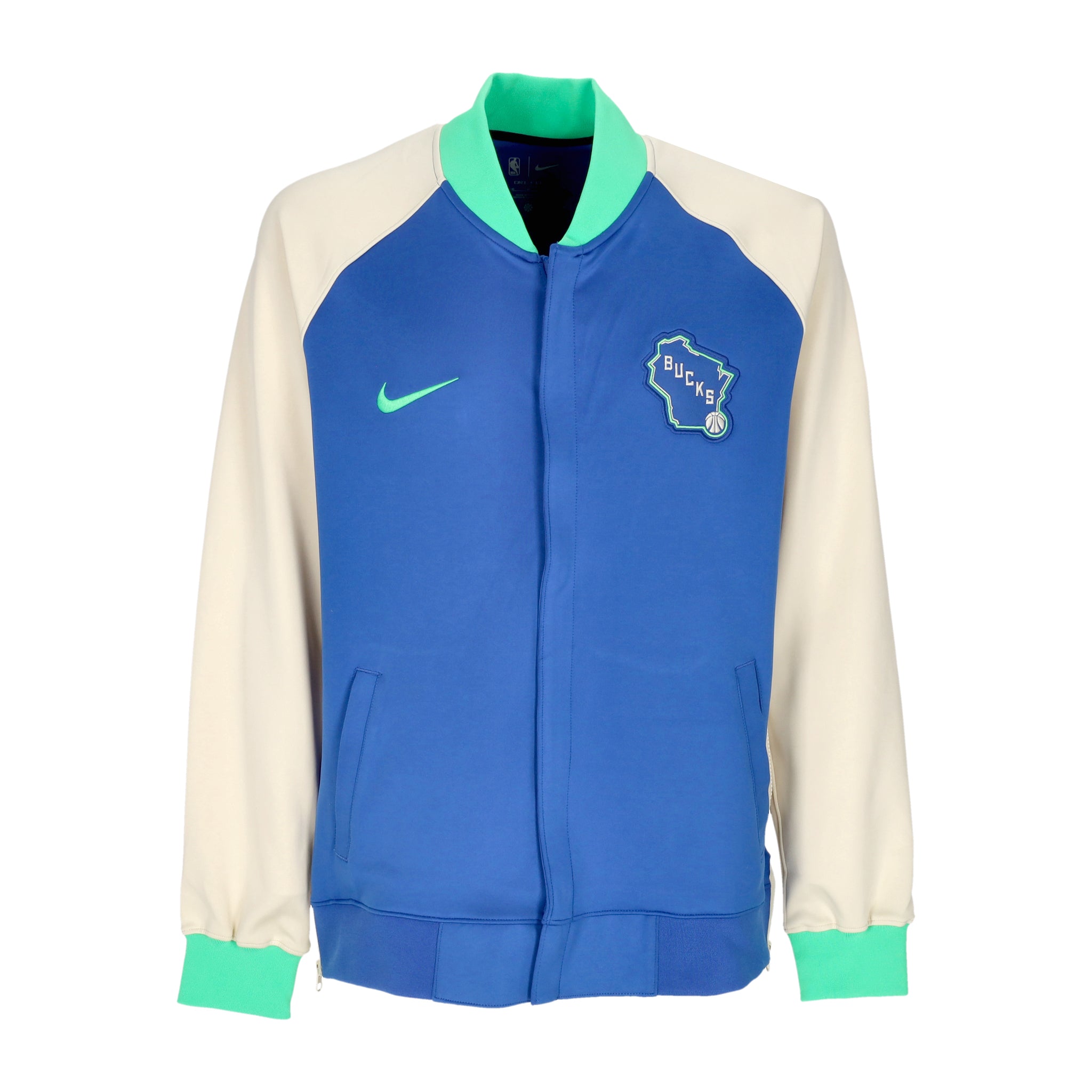 Felpa Leggera College Uomo Nba City Edition Dri-fit Showtime L/s Full-zip Jacket Milbuc Game Royal/flat Opal/green Shock FB3503-480