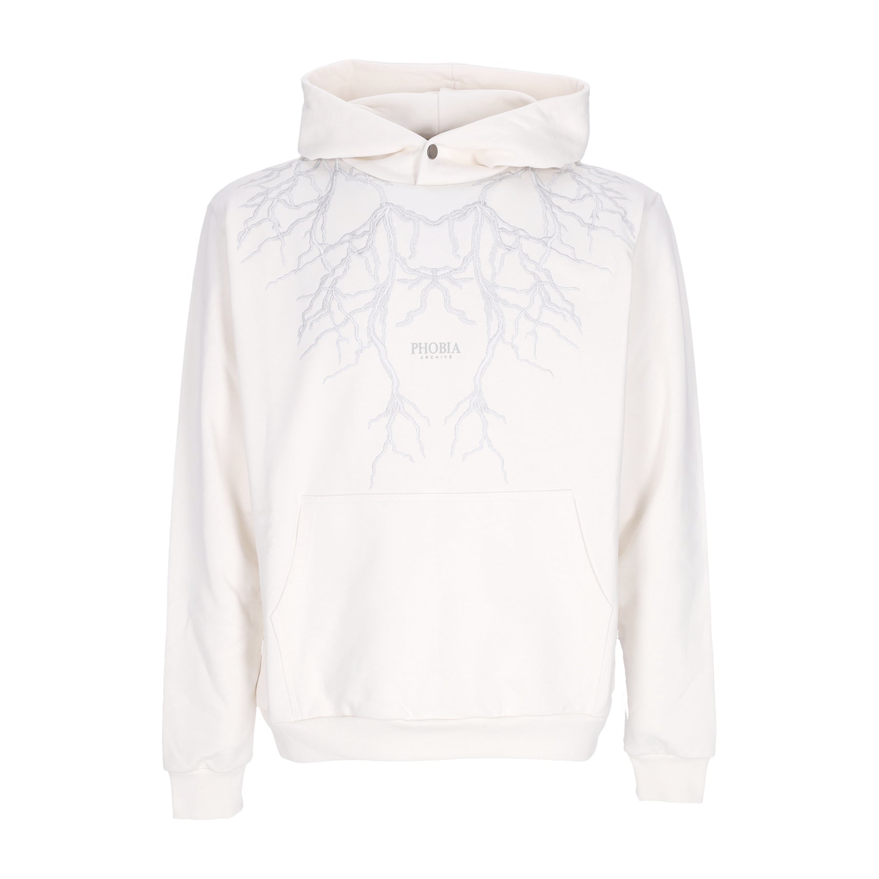 Felpa Leggera Cappuccio Uomo Embroidery Lightning Hoodie White/grey PH00532