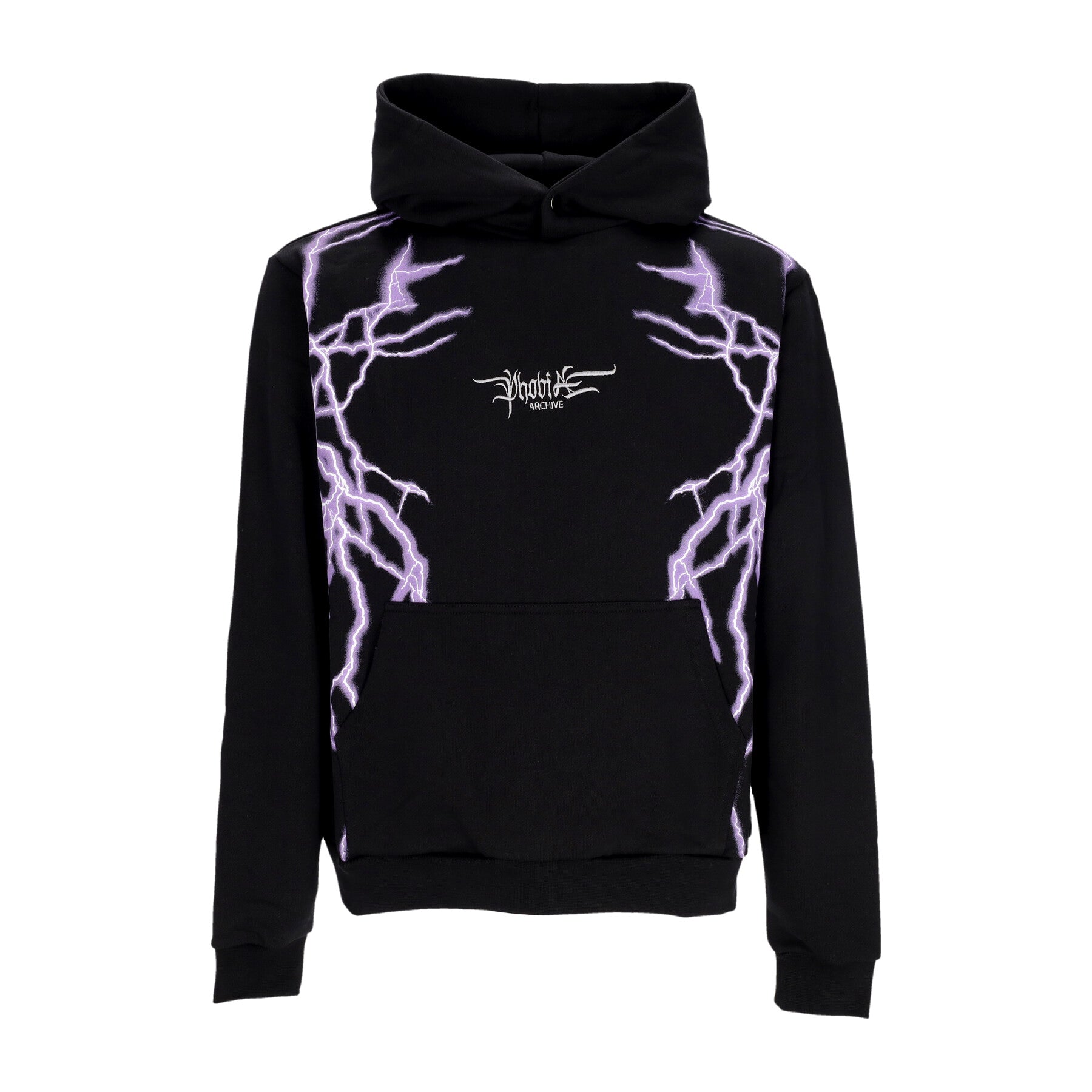 Felpa Leggera Cappuccio Uomo Lateral Lightning Print Hoodie Black/purple PH00563