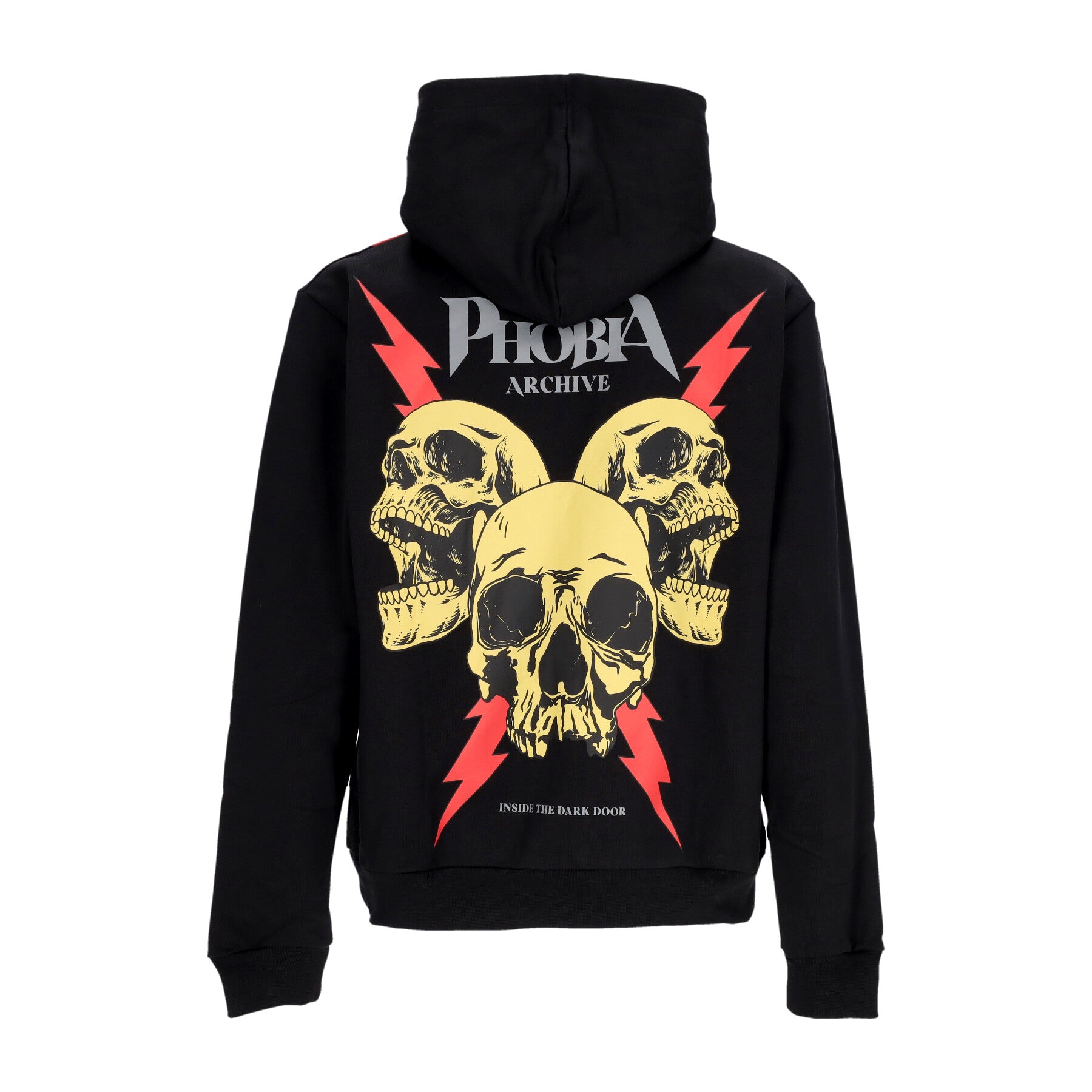 Felpa Leggera Cappuccio Uomo Screaming Skulls Print Hoodie Black/red PH00655