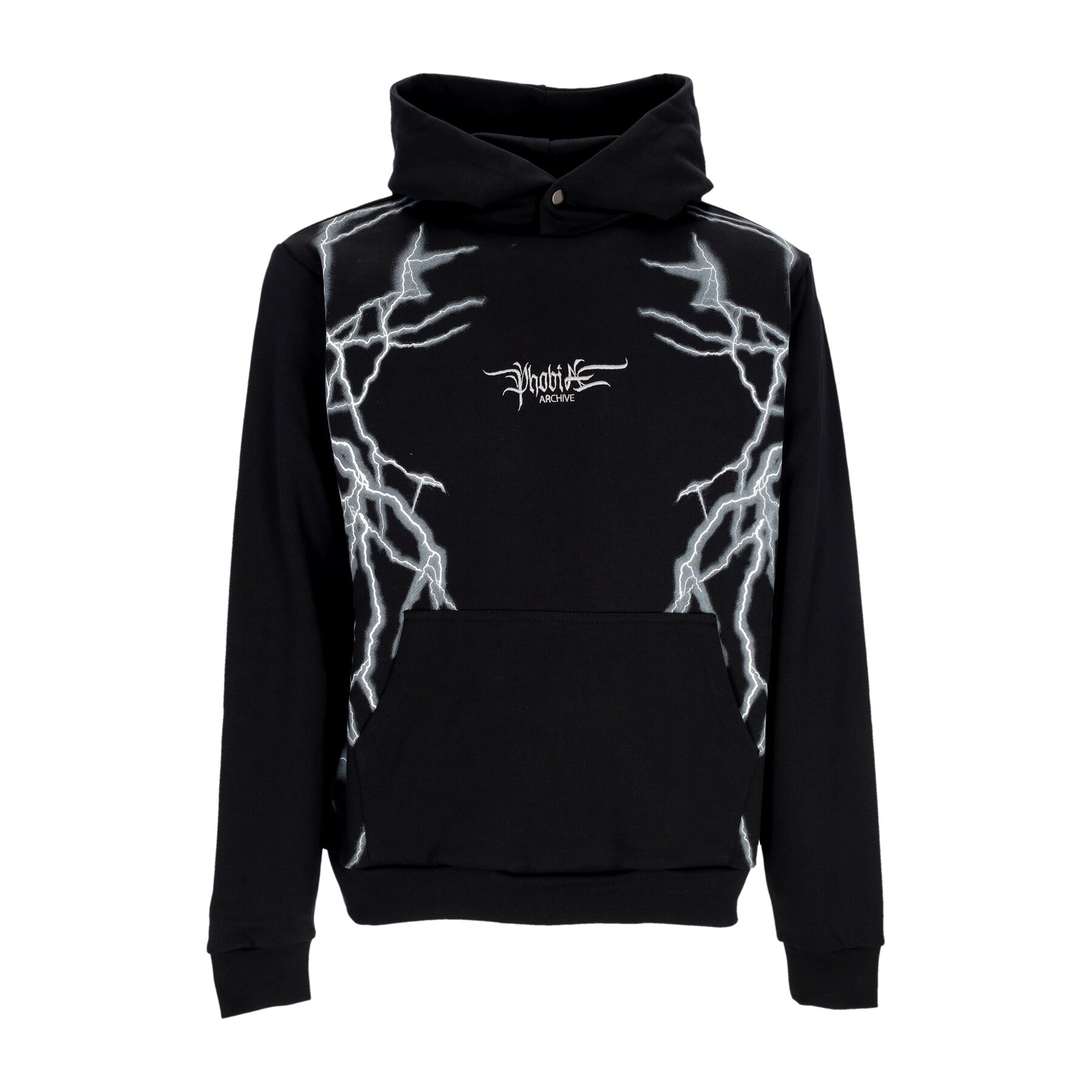 Felpa Leggera Cappuccio Uomo Lateral Lightning Print Hoodie Black/white PH00562